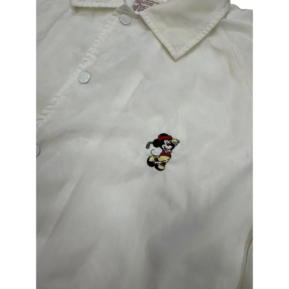 Antigua Coach Jacket Mens Large White Good Mickey Mouse Golf Windbreaker MWB 600